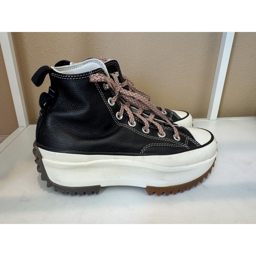 Converse Black Leather Run Star Platform